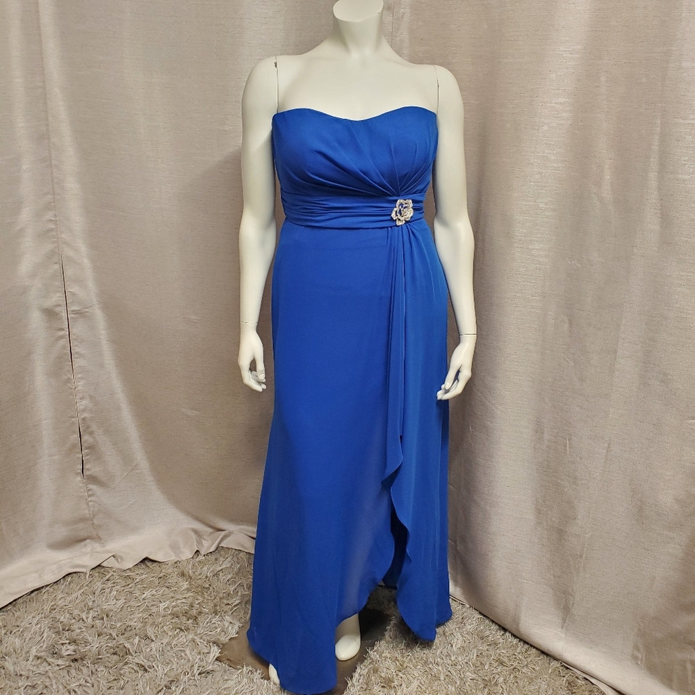 Cobalt Strapless Chiffon Gown